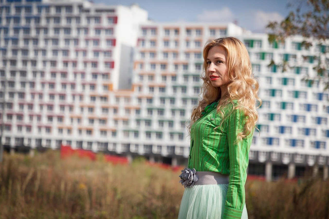 skirt, blouse, city, woman, model, women, fashion, portrait, costume